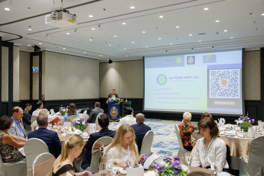 Welcome banner at the opening ceremony of Rotary Club Bangkok GRAD